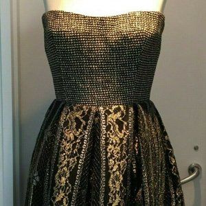 Peter Soronen Tweed & Metallic Lace Corset Dress, Size 8
